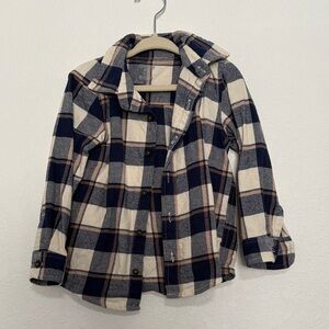 OshKosh B'gosh Plaid Button Down Shirt  - Navy and Cream